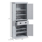 Meuble de rangement pour garde-manger de cuisine 72, armoire autoportante traditionnelle avec 4 portes et 3 étagères réglables, grand tiroir central