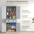Meuble de rangement pour garde-manger de cuisine 72, armoire autoportante traditionnelle avec 4 portes et 3 étagères réglables, grand tiroir central