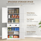 Meuble de rangement pour garde-manger de cuisine 72, armoire autoportante traditionnelle avec 4 portes et 3 étagères réglables, grand tiroir central