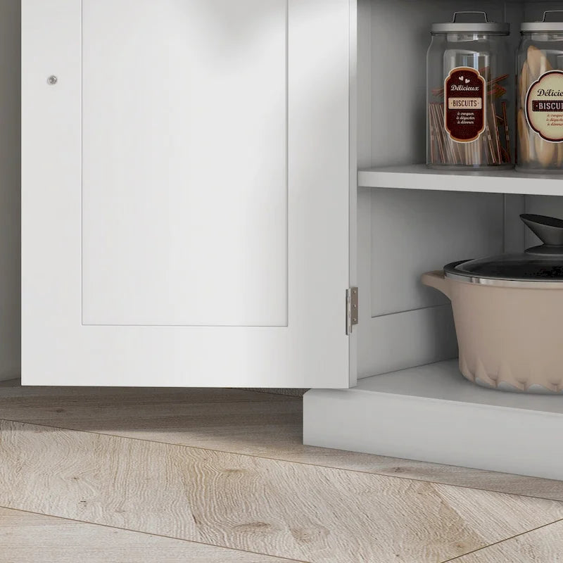 Meuble de rangement pour garde-manger de cuisine 72, armoire autoportante traditionnelle avec 4 portes et 3 étagères réglables, grand tiroir central