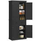 Meuble de rangement pour garde-manger de cuisine 72, armoire autoportante traditionnelle avec 4 portes et 3 étagères réglables, grand tiroir central