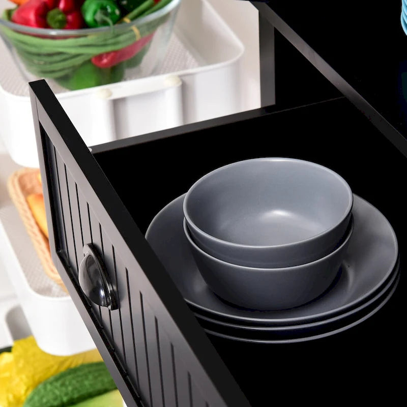 Meuble de rangement pour garde-manger de cuisine 72, armoire autoportante traditionnelle avec 4 portes et 3 étagères réglables, grand tiroir central