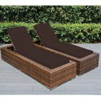 Ohana Outdoor Patio 2 Piece Mixed Brown Wicker Chaise Lounge Set - No Assembly