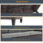 LIVOOSUN 8-Piece Patio Brown Rattan Furniture Conversation Sofa Sets