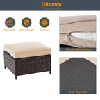 LIVOOSUN 8-Piece Patio Brown Rattan Furniture Conversation Sofa Sets