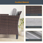 LIVOOSUN 8-Piece Patio Brown Rattan Furniture Conversation Sofa Sets