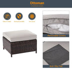 LIVOOSUN 8-Piece Patio Brown Rattan Furniture Conversation Sofa Sets