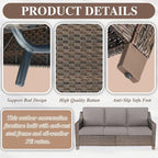 5 Piece Patio Glider Chair with Sofa Ottomans - Brown