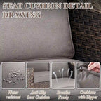 5 Piece Patio Glider Chair with Sofa Ottomans - Brown
