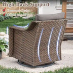 5 Piece Patio Glider Chair with Sofa Ottomans - Brown