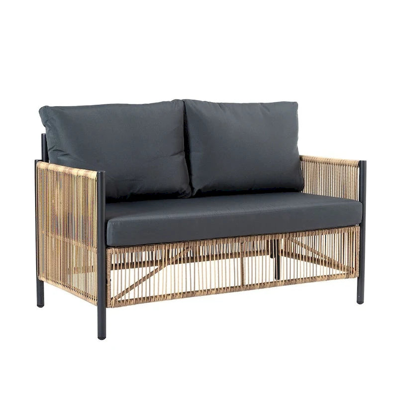 6 PCS Outdoor Patio Furniture Set PE Wicker Sofa Set
