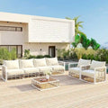 Modern 7 Piece Metal All Weather Garden Sectional Sofa Set with Thick Cushions and Coffee Table