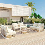 Modern 7 Piece Metal All Weather Garden Sectional Sofa Set with Thick Cushions and Coffee Table