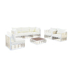 Modern 7 Piece Metal All Weather Garden Sectional Sofa Set with Thick Cushions and Coffee Table