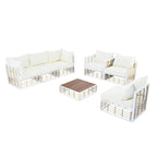Modern 7 Piece Metal All Weather Garden Sectional Sofa Set with Thick Cushions and Coffee Table