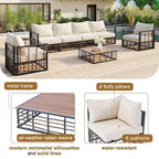 Modern 7 Piece Metal All Weather Garden Sectional Sofa Set with Thick Cushions and Coffee Table