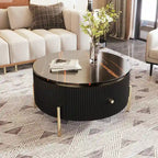 31,5 Table basse ronde moderne avec grand tiroir de rangement
