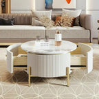 31,5 Table basse ronde moderne avec grand tiroir de rangement