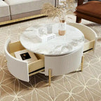 31,5 Table basse ronde moderne avec grand tiroir de rangement