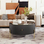 31,5 Table basse ronde moderne avec grand tiroir de rangement
