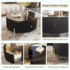 31,5 Table basse ronde moderne avec grand tiroir de rangement