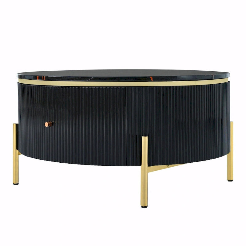 31,5 Table basse ronde moderne avec grand tiroir de rangement