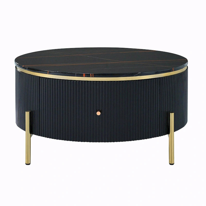 31,5 Table basse ronde moderne avec grand tiroir de rangement