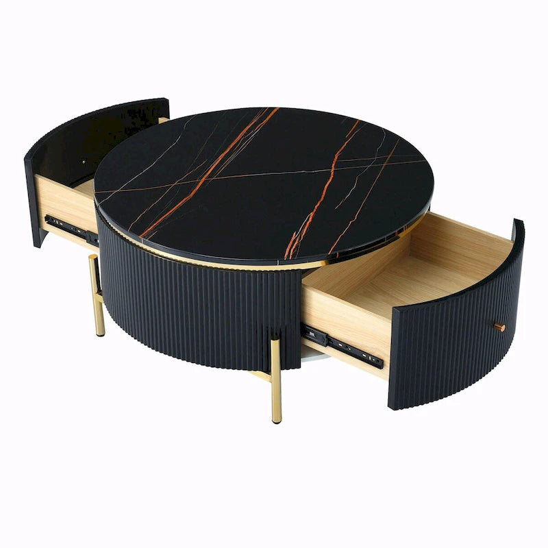 31,5 Table basse ronde moderne avec grand tiroir de rangement