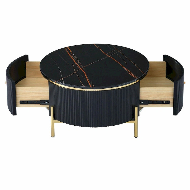 31,5 Table basse ronde moderne avec grand tiroir de rangement