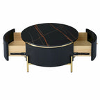 31,5 Table basse ronde moderne avec grand tiroir de rangement