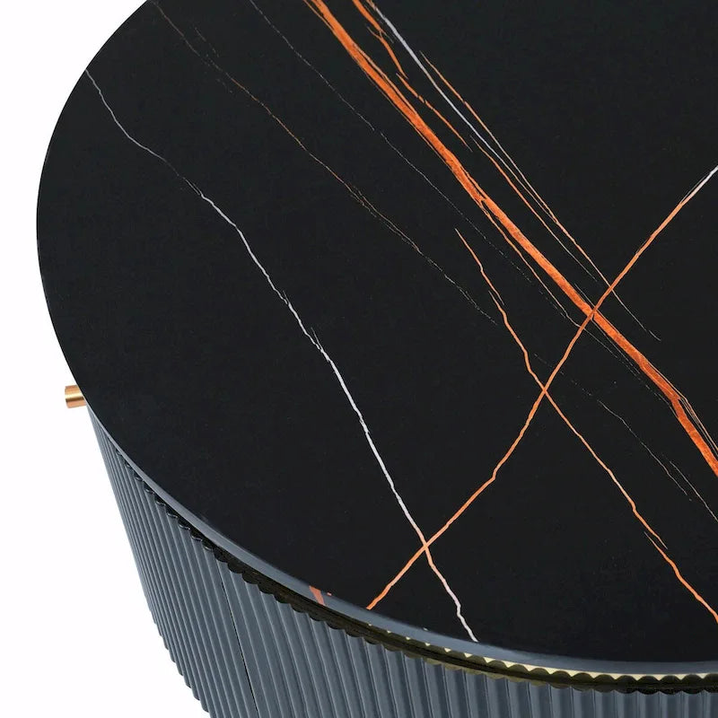 31,5 Table basse ronde moderne avec grand tiroir de rangement