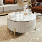 31,5 Table basse ronde moderne avec grand tiroir de rangement