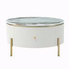 31,5 Table basse ronde moderne avec grand tiroir de rangement