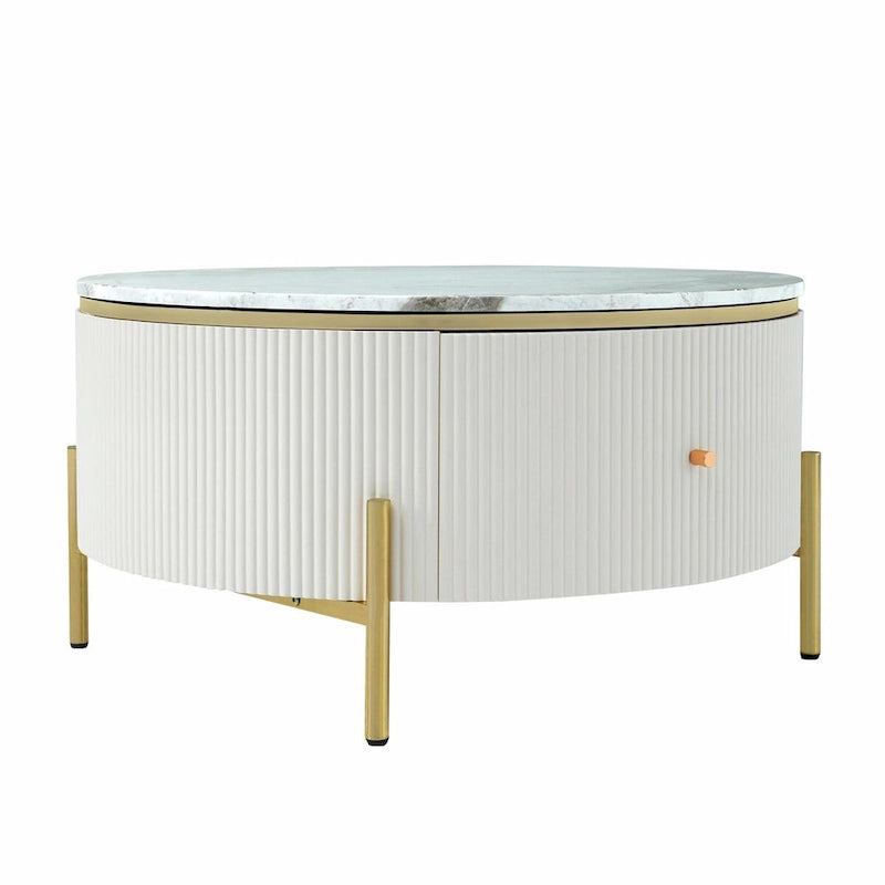 31,5 Table basse ronde moderne avec grand tiroir de rangement