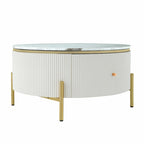 31,5 Table basse ronde moderne avec grand tiroir de rangement