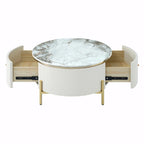 31,5 Table basse ronde moderne avec grand tiroir de rangement