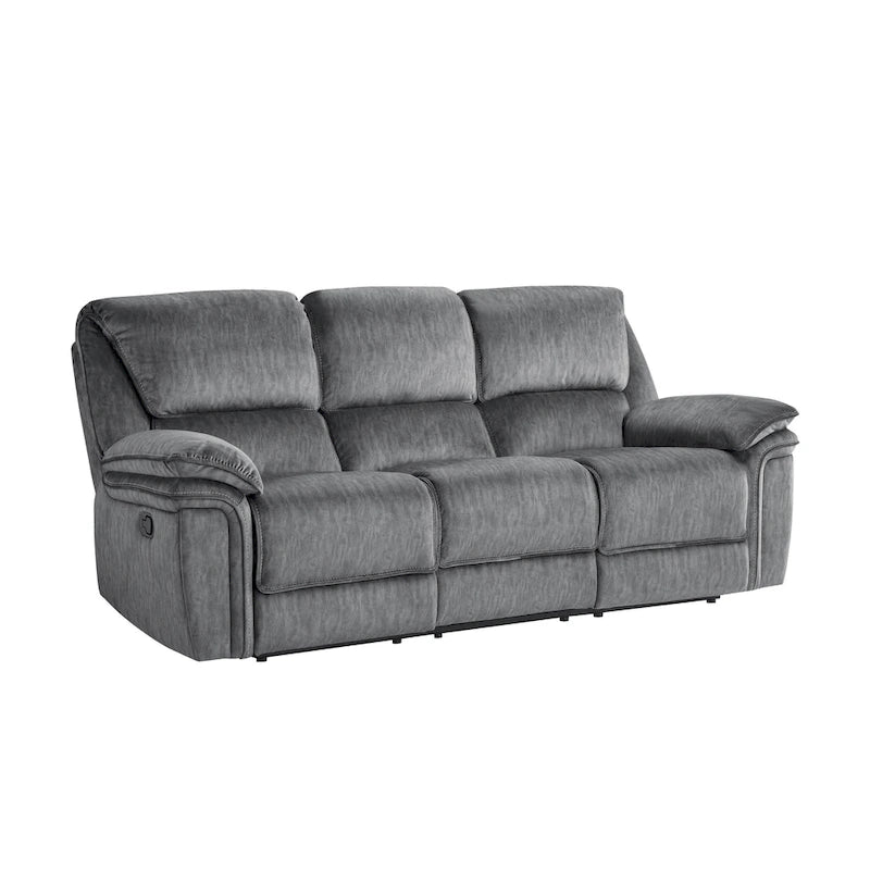 Canapé inclinable manuel double Muir de 89 pouces, gris, microfibre, dossier touffeté