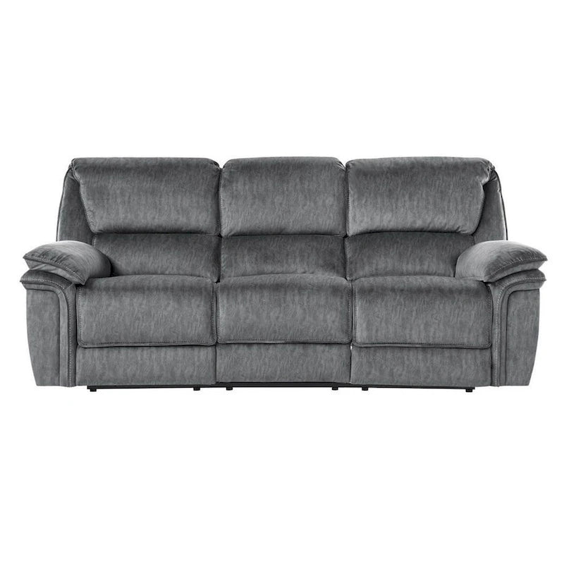 Canapé inclinable manuel double Muir de 89 pouces, gris, microfibre, dossier touffeté