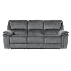 Canapé inclinable manuel double Muir de 89 pouces, gris, microfibre, dossier touffeté