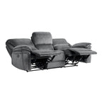 Canapé inclinable manuel double Muir de 89 pouces, gris, microfibre, dossier touffeté