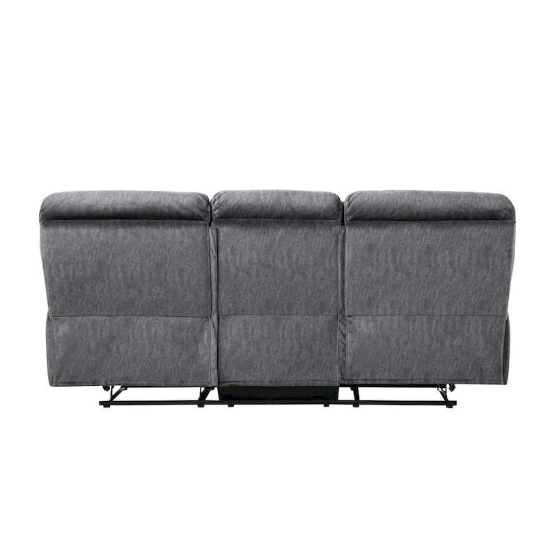 Canapé inclinable manuel double Muir de 89 pouces, gris, microfibre, dossier touffeté