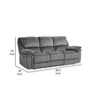Canapé inclinable manuel double Muir de 89 pouces, gris, microfibre, dossier touffeté