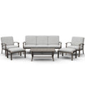 6-Piece Aluminum Patio Conversation Set with Coffee Table,Sofa, Ottoman and Light Gray Cushions