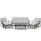 6-Piece Aluminum Patio Conversation Set with Coffee Table,Sofa, Ottoman and Light Gray Cushions