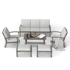 6-Piece Aluminum Patio Conversation Set with Coffee Table,Sofa, Ottoman and Light Gray Cushions