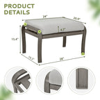 6-Piece Aluminum Patio Conversation Set with Coffee Table,Sofa, Ottoman and Light Gray Cushions