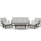 6-Piece Aluminum Patio Conversation Set with Coffee Table,Sofa, Ottoman and Light Gray Cushions