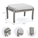 6-Piece Aluminum Patio Conversation Set with Coffee Table,Sofa, Ottoman and Light Gray Cushions