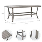 6-Piece Aluminum Patio Conversation Set with Coffee Table,Sofa, Ottoman and Light Gray Cushions