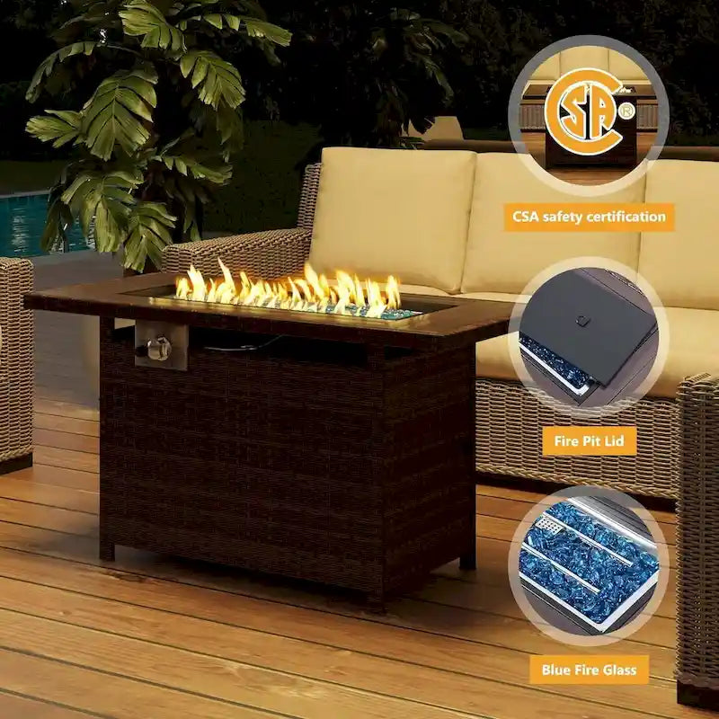 5 Pieces Aluminum Patio Furniture Set with 40 Fire Pit Table